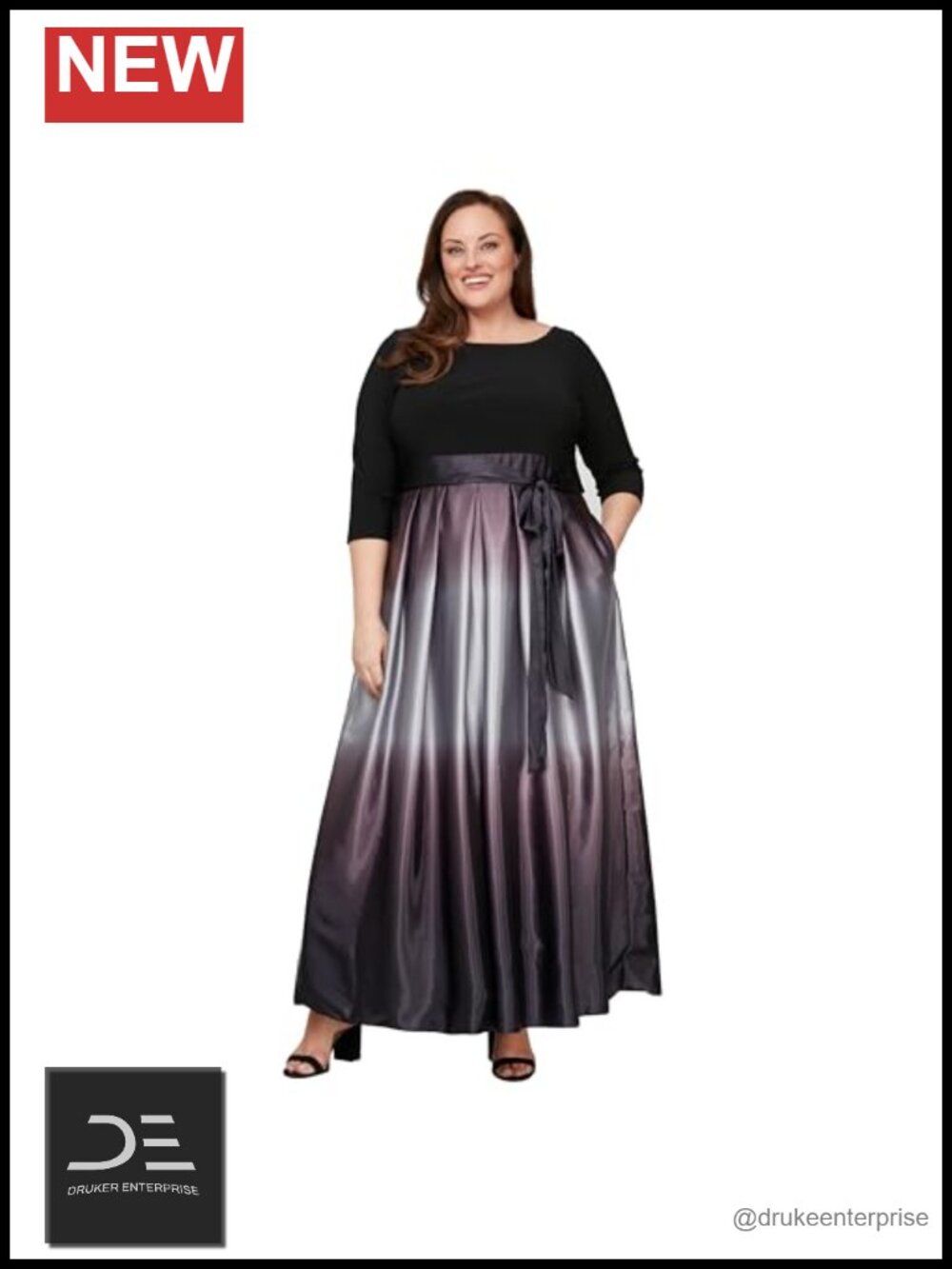 Sleeveless Satin Long Formal Party Dress with Pockets Plus Size